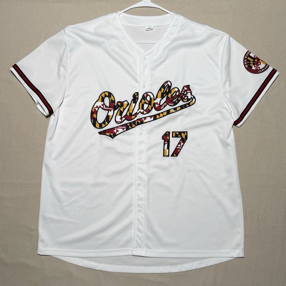Baltimore Orioles #17 White Baseball Jersey Maryland Flag 2017 SGA Adult Size XL